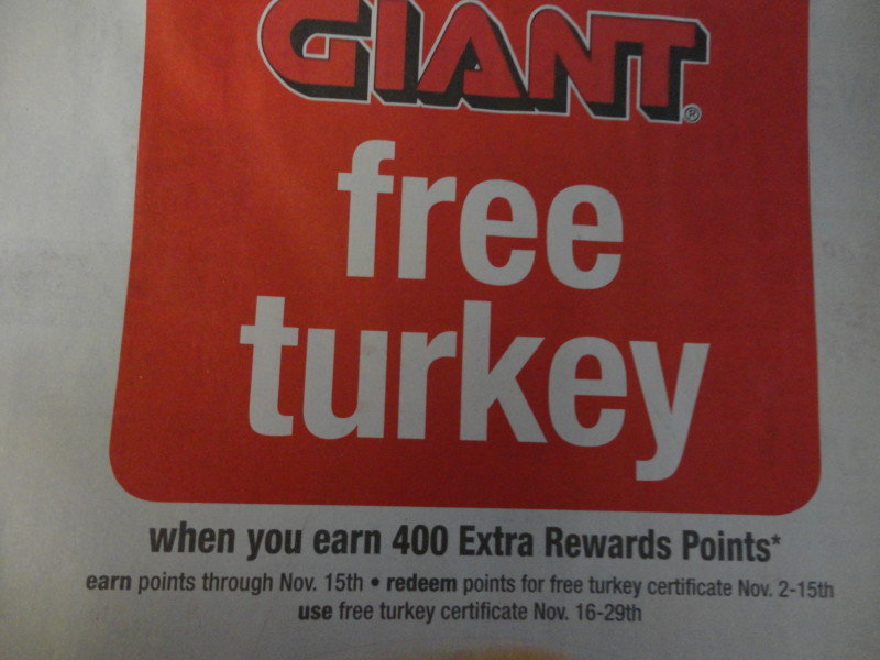 Giant FREE Turkey with 400 Points SHIP SAVES