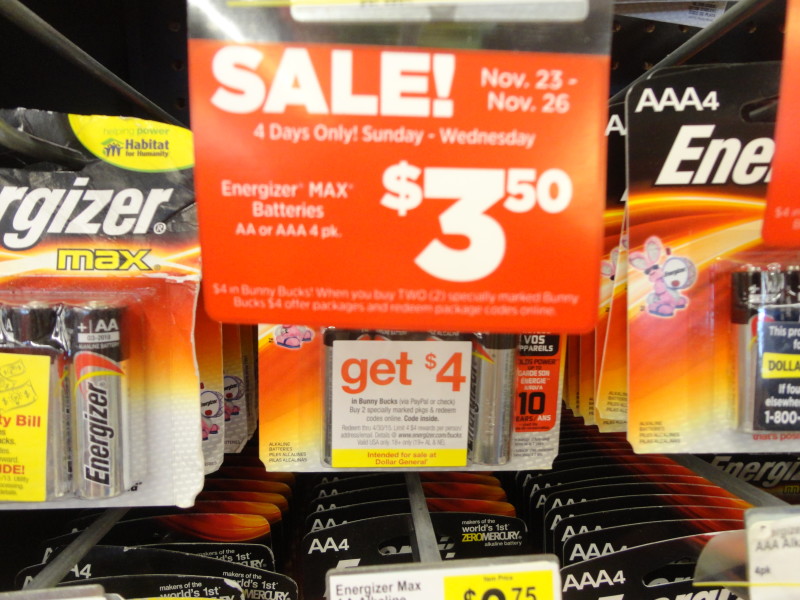 FREE after Rebate & Coupon Energizer MAX Batteries at Dollar General