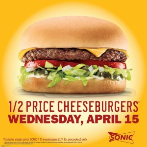 sonic half priced cheeseburger