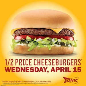 sonic half priced cheeseburger