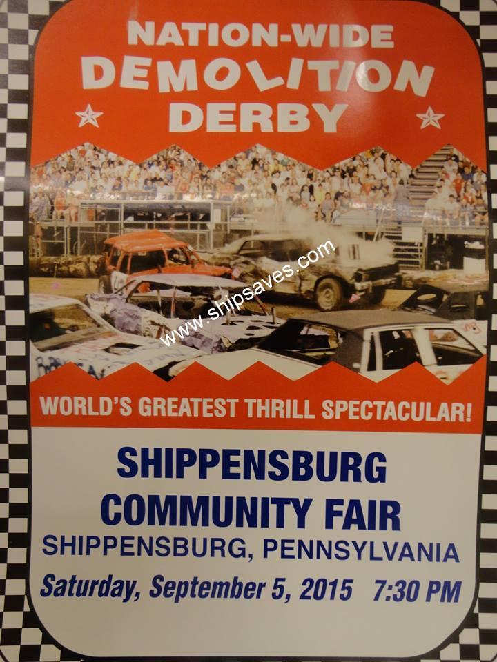 Demolition Derby Shippensburg Fairgrounds on September 5th SHIP SAVES