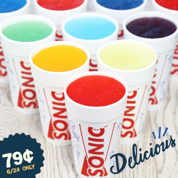 Sonic Slushes .79 on Wednesday, June 24th SHIP SAVES