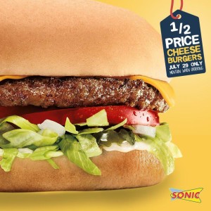 half price burger at Sonic