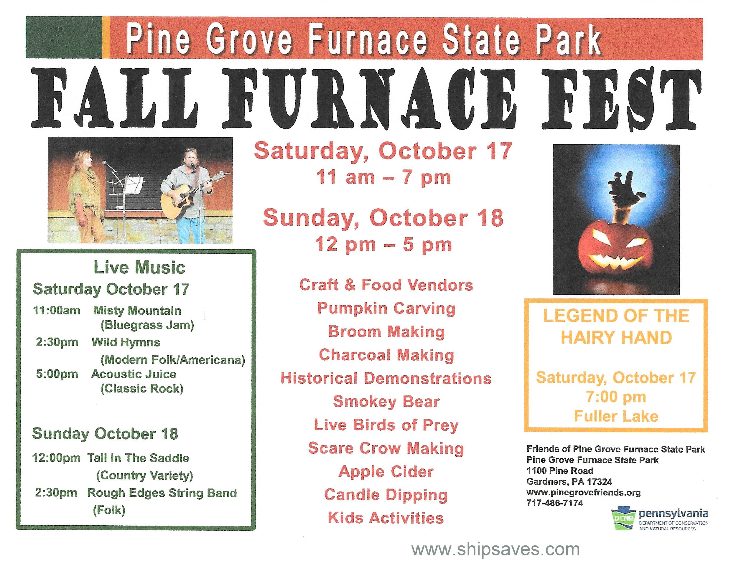 Pine Grove Furnace State Park Fall Furnace Fest 2015 SHIP SAVES