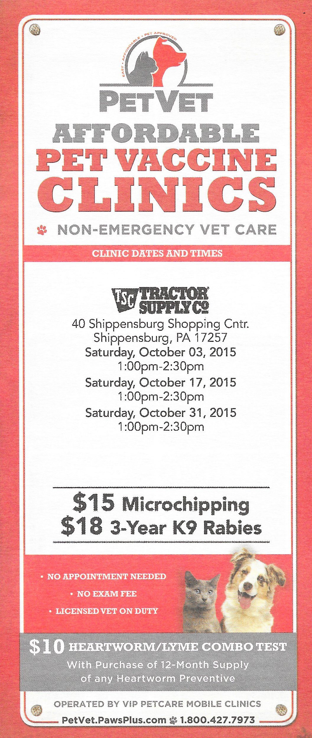 Tractor Supply | October 2015 Affordable Pet Vaccine Clinics ...