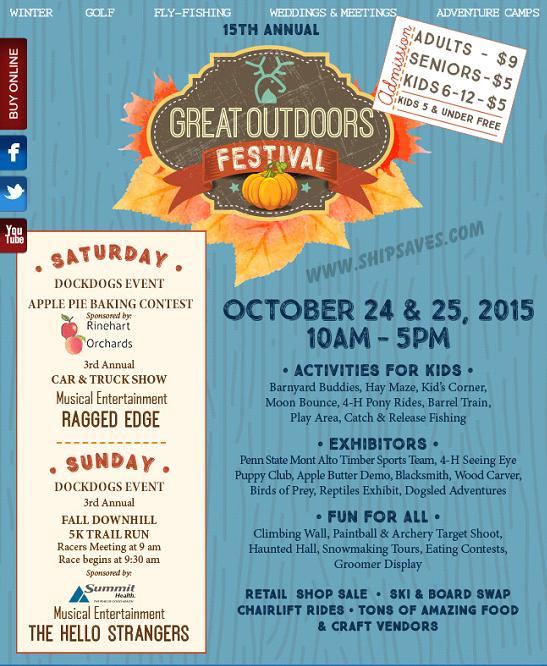 15th Annual Great Outdoors Festival | October 24 – 25 - SHIP SAVES