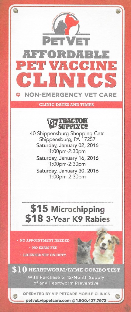 TSC Pet Clinic Dates