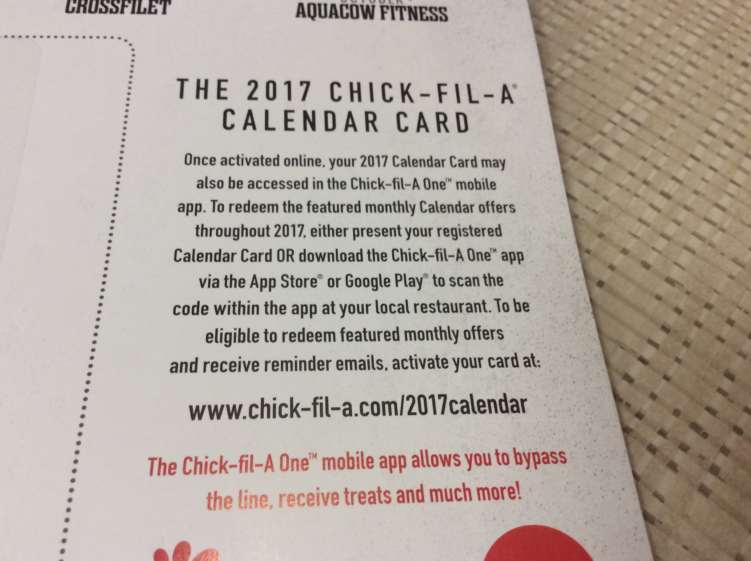 chick fil a menu calendar