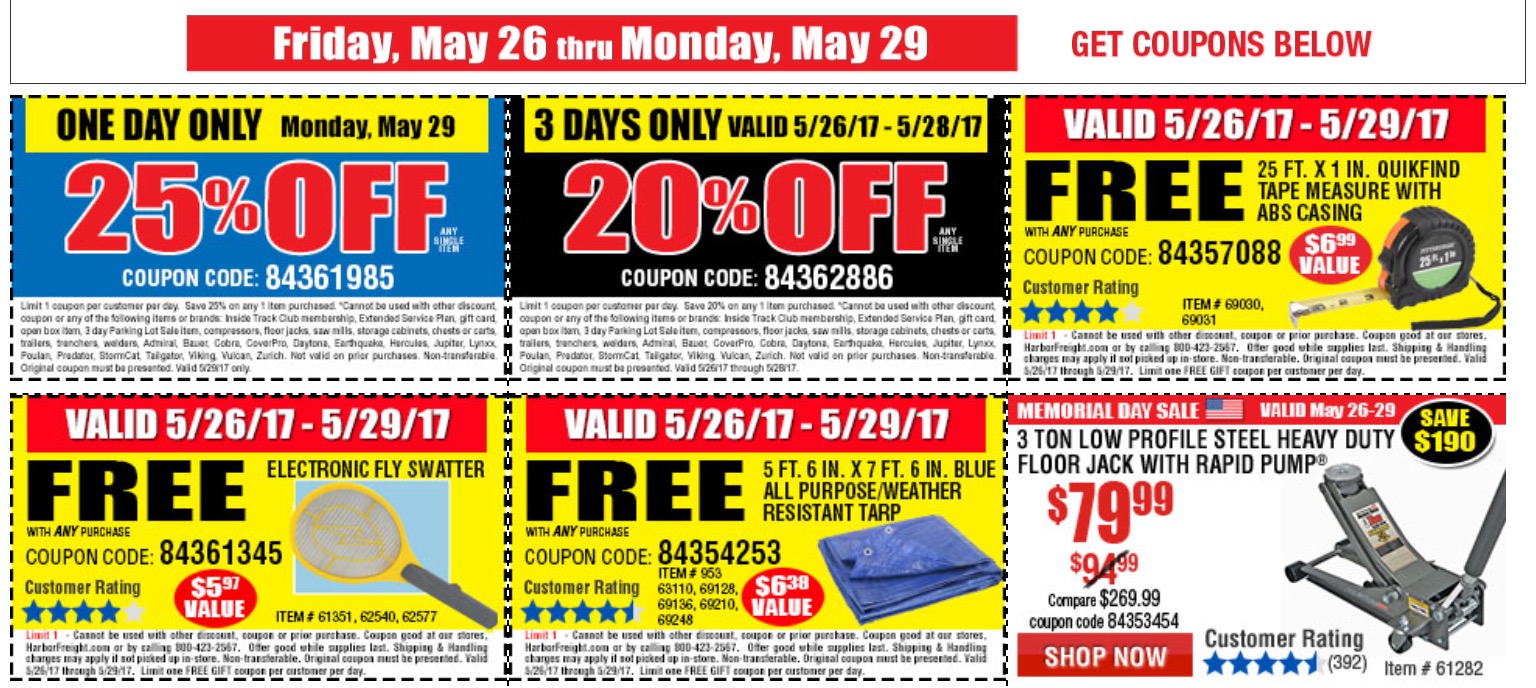 Harbor Freight 4 Day Sale Coupons Ship Saves