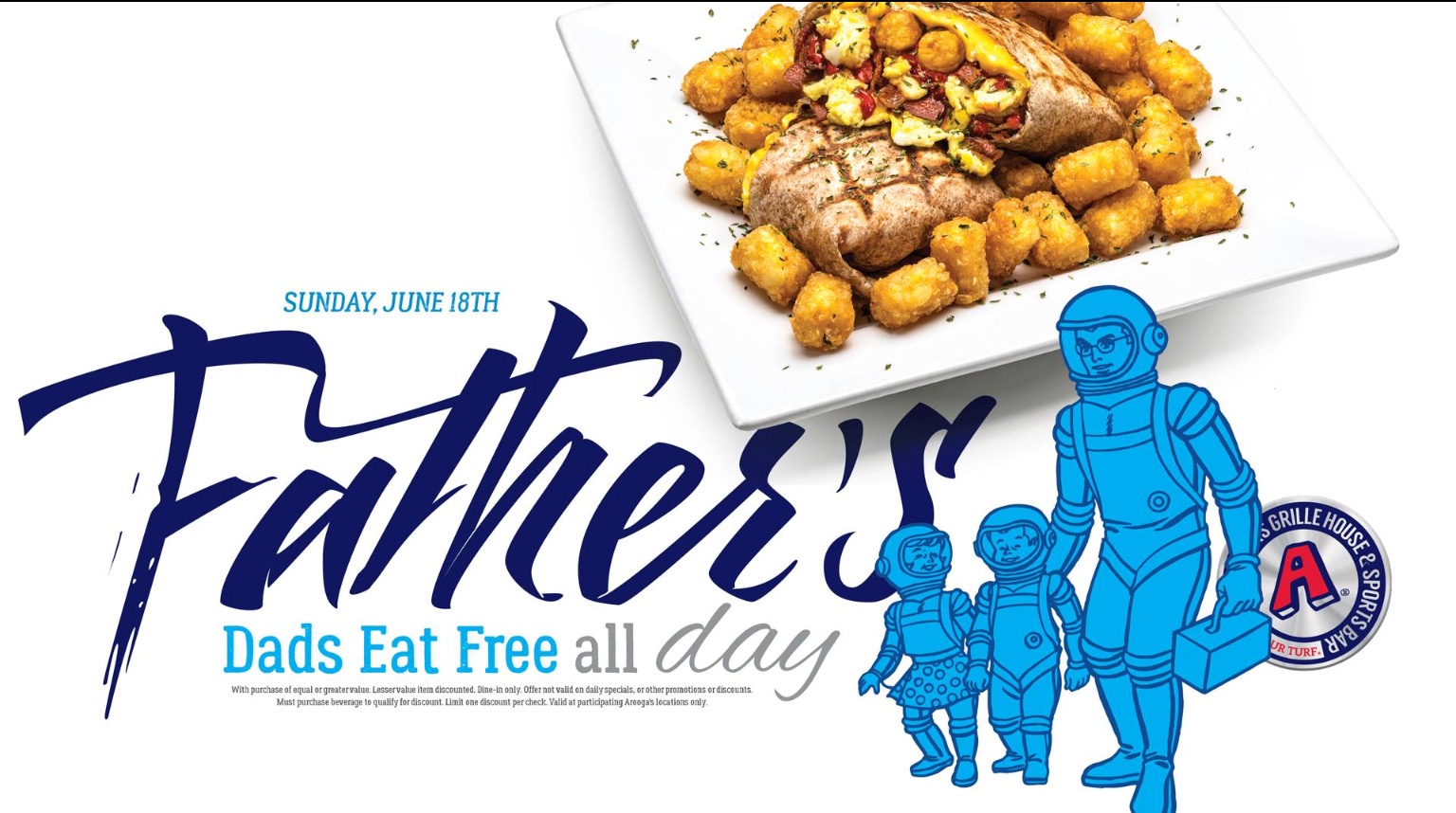 Dads Eat Free at Arooga’s on Father’s Day SHIP SAVES