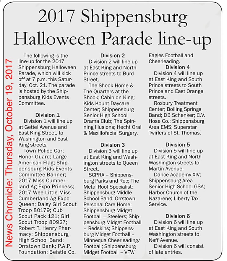 Shippensburg Halloween Parade Lineup October 21 SHIP SAVES