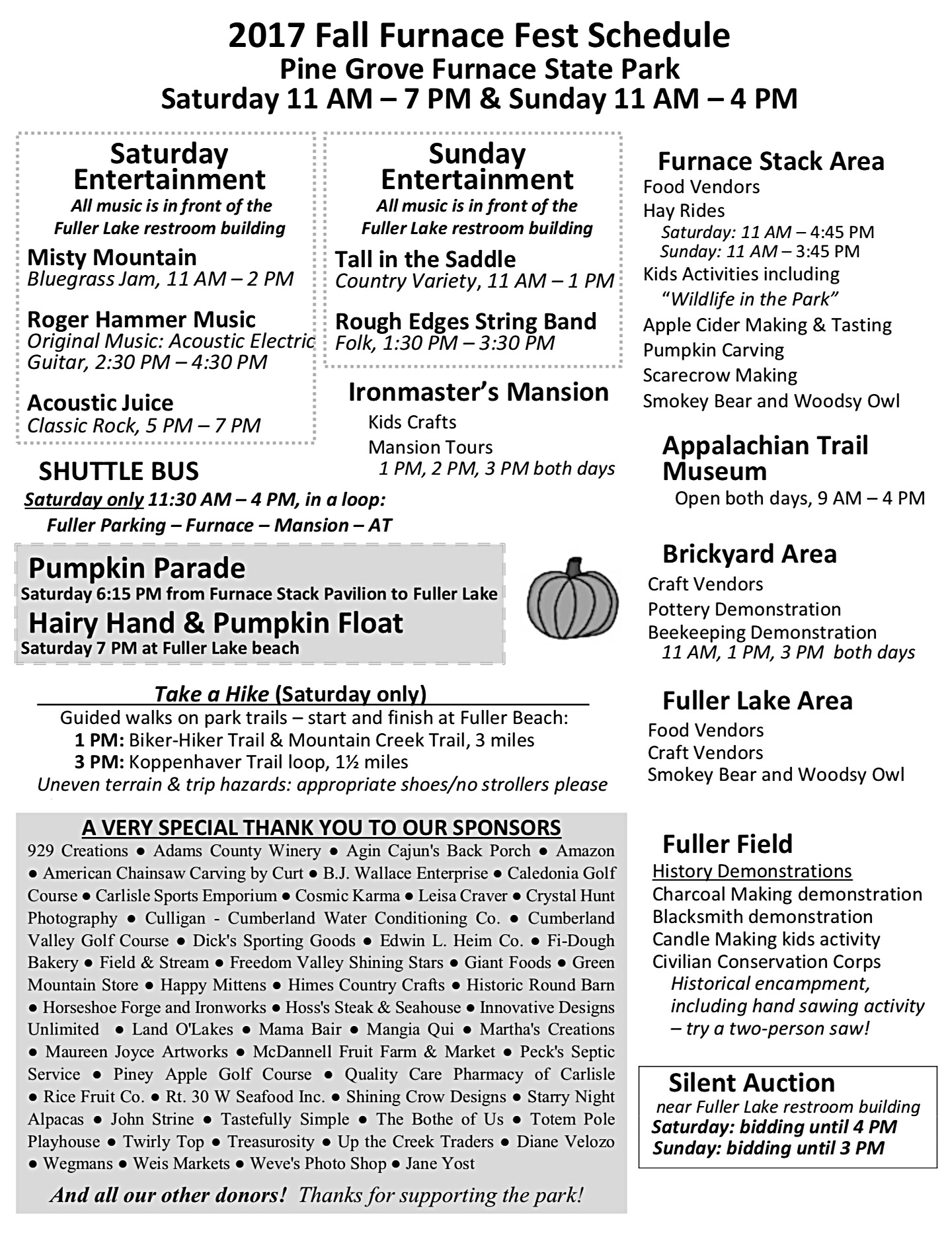 Fall Furnace Fest at Pine Grove Furnace State Park Ship Saves