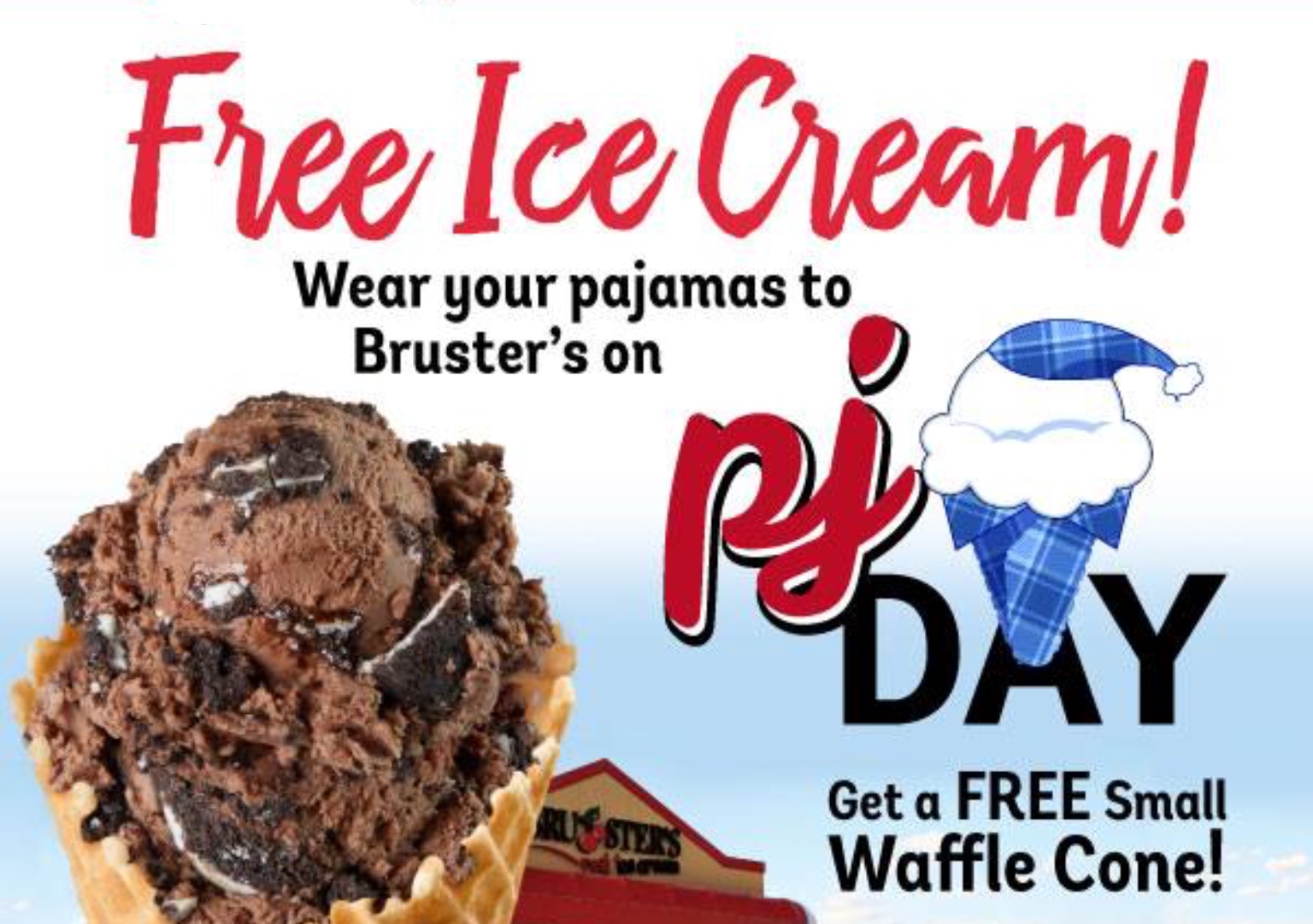Bruster’s Pajama Day Free Ice Cream SHIP SAVES