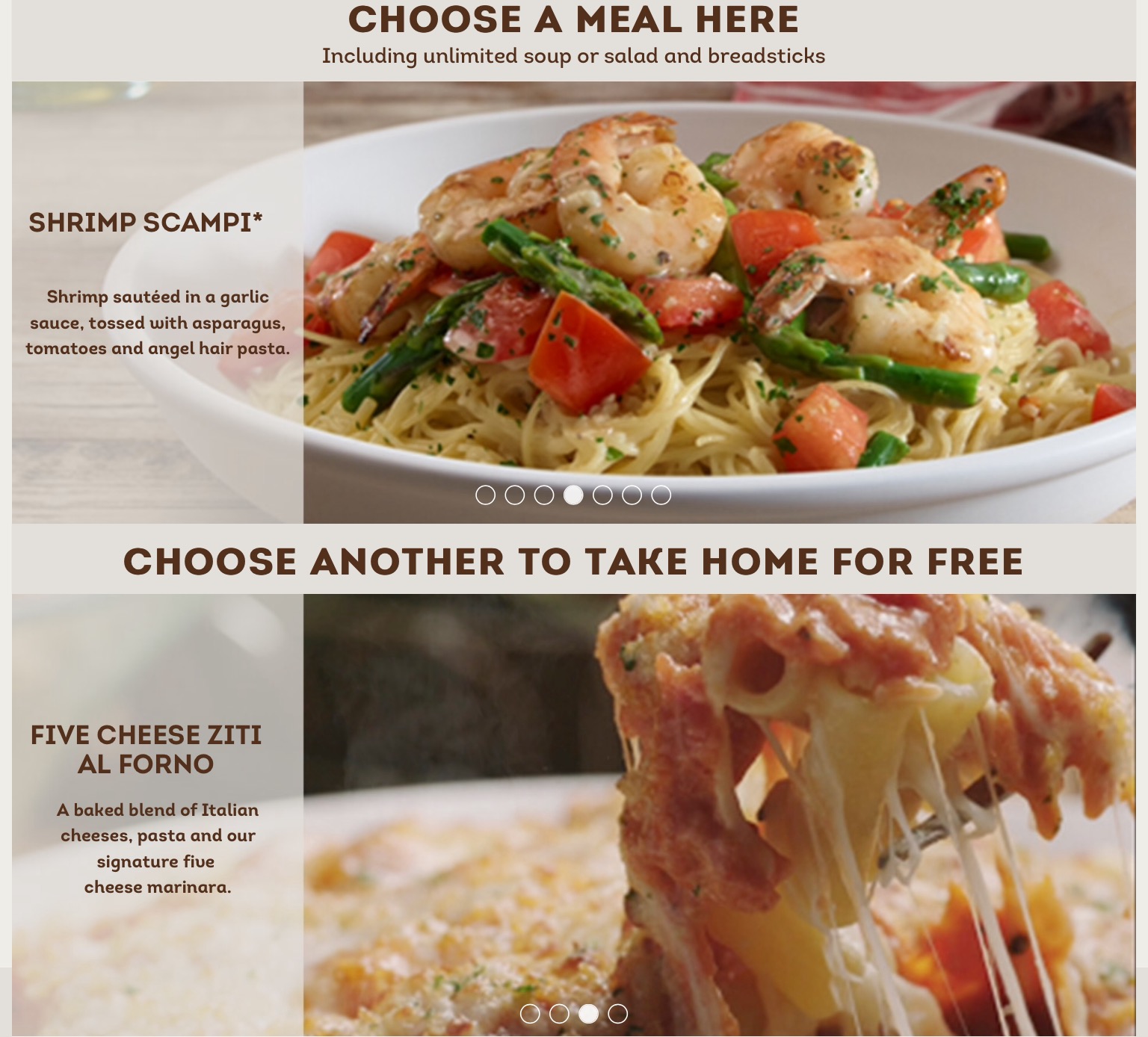 Olive Garden | Buy One Entree, Take One Entree Home is Back! - SHIP SAVES