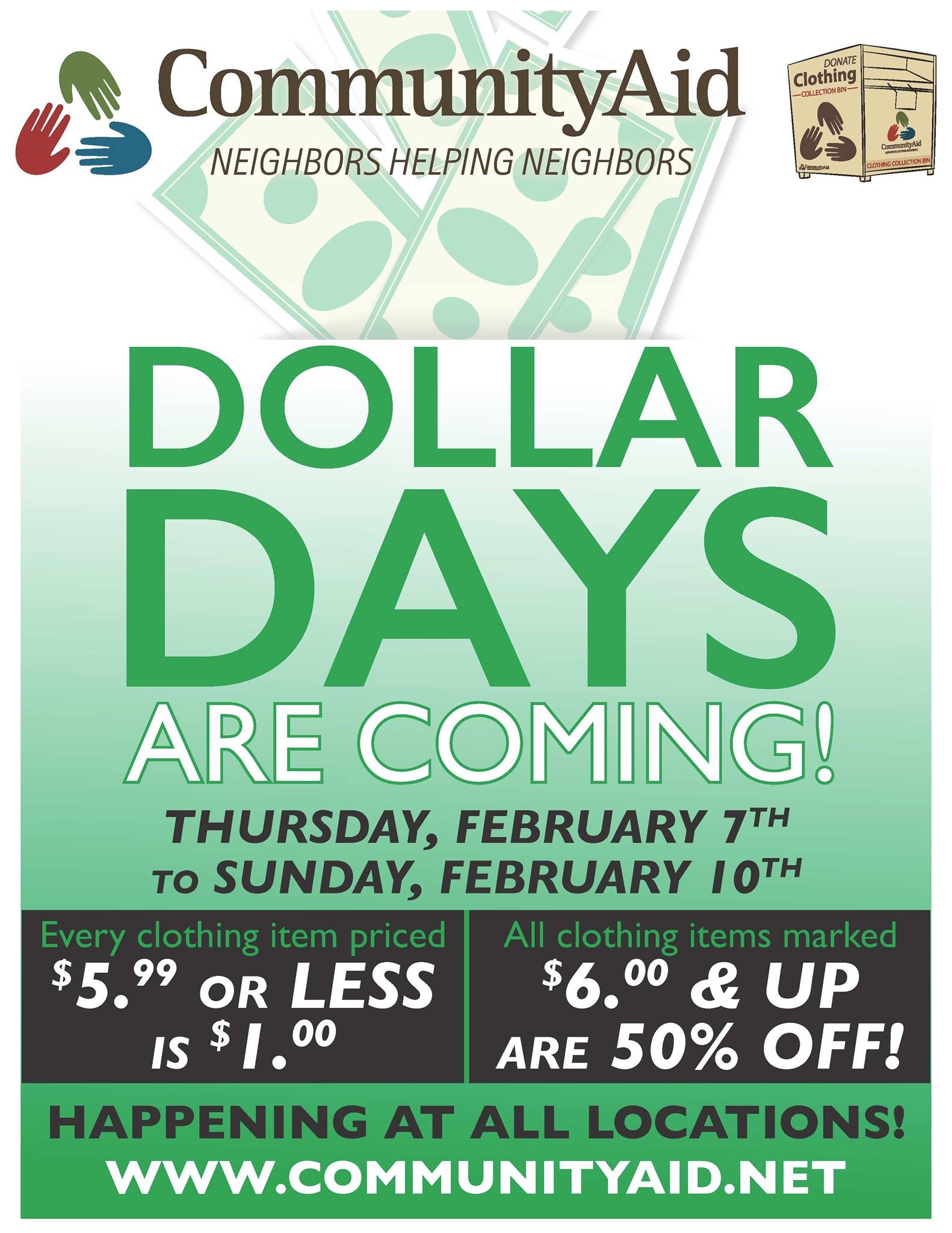 Dollar Days at CommunityAid Feb. 7 10 SHIP SAVES