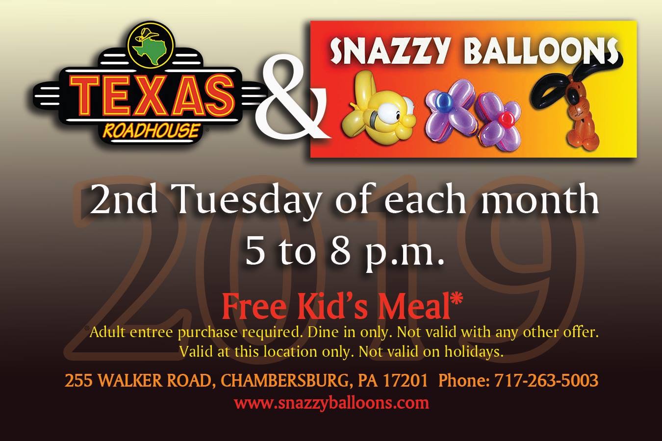 Every Tuesday night is Kid’s Night at Texas Roadhouse in Chambersburg! 