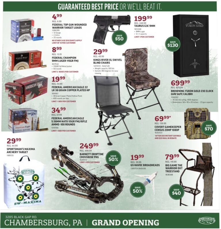 Sportsman’s Warehouse Chambersburg Grand Opening Flyer + Coupon SHIP