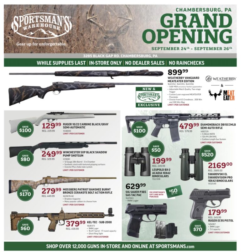 Sportsman's Warehouse Chambersburg Grand Opening Flyer + Coupon SHIP