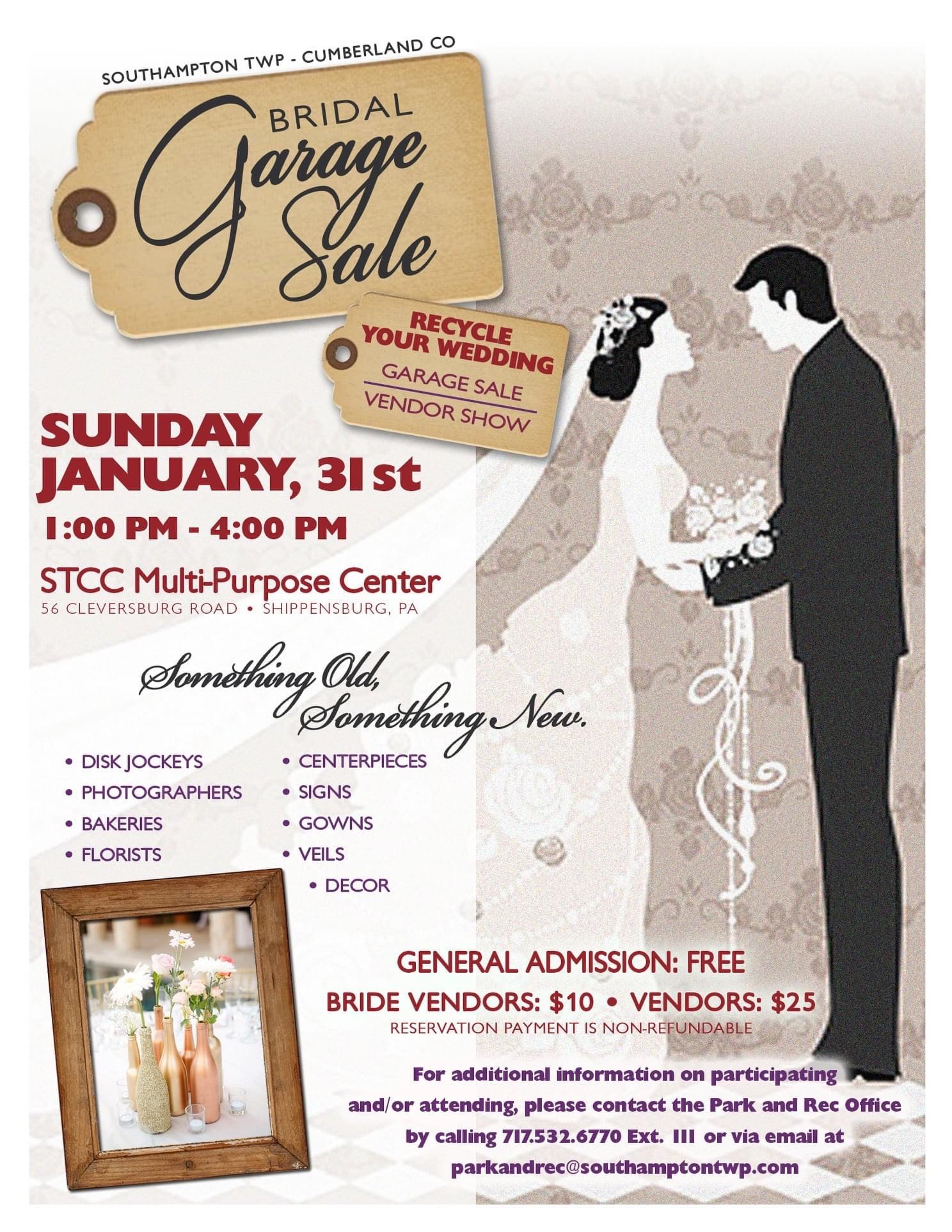 Bridal Garage Sale January 31 SHIP SAVES
