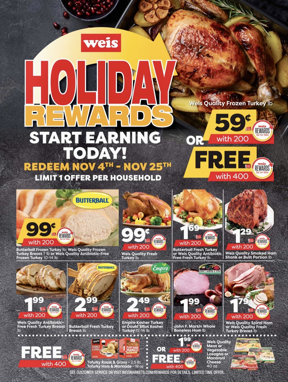 Weis Thanksgiving Holiday Reward SHIP SAVES